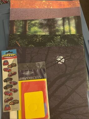 Nature Scrapbook Paper Pack with Moonlit Tree and Forest Prints